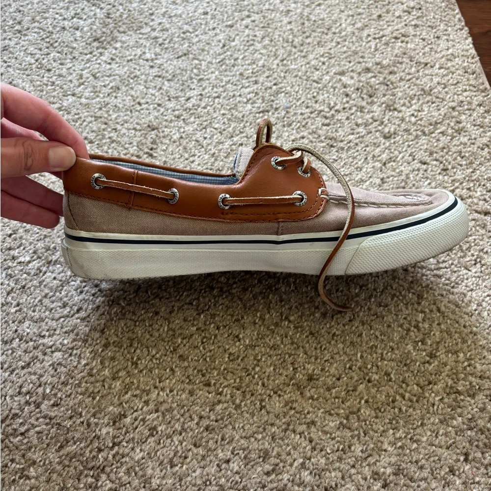 Sperry Two-Tone Brown Canvas & Tan Leather Boat Shoes